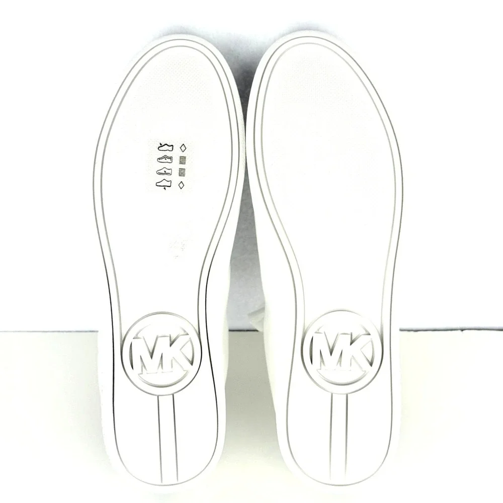 Michael Kors Women's KORS Print Side Faux Leather White Blue Sneakers Sz 7M NWOT
